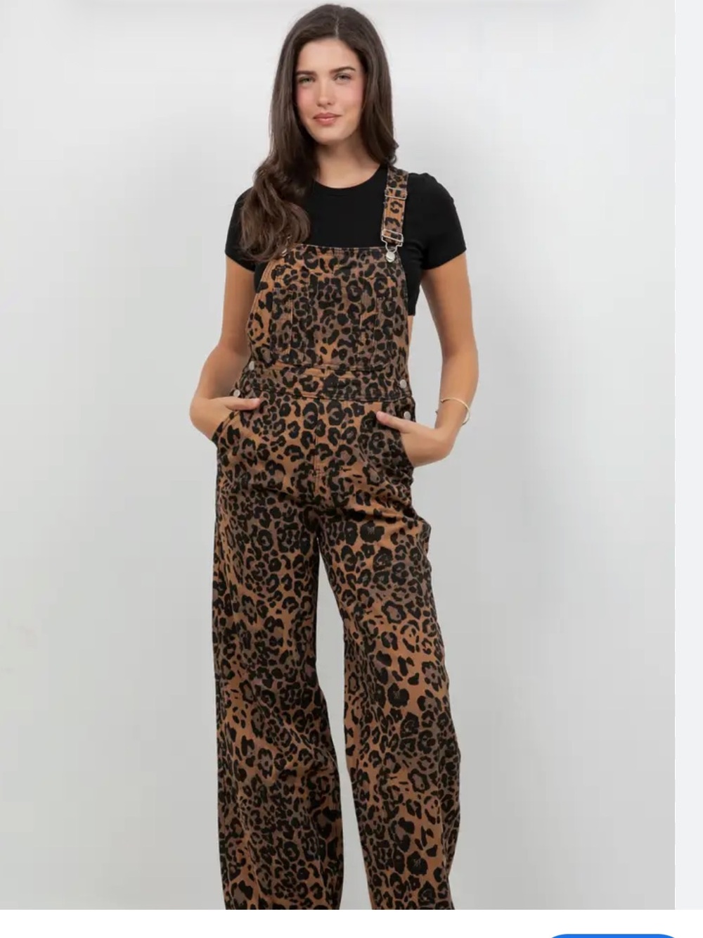 Leopard Print Denim Wide Leg Overalls Size 20 100% Cotton Bold Animal Print